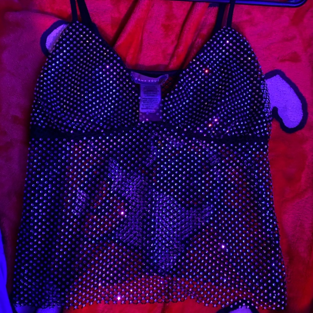 Black Rhinestone Cami Top